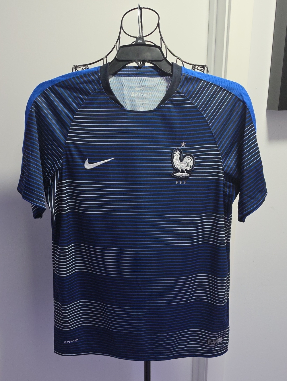 FRANCE Nike Men’s Dark Blue & White Striped Football Jersey